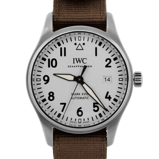 2017 PAPERS IWC Pilot's Watch Mark XVIII WHITE Steel 40mm IW327002 Watch BOX
