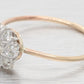 Antique Art Deco 0.25ctw Diamond Flower Ring - 14k Yellow Gold Pin Conversion