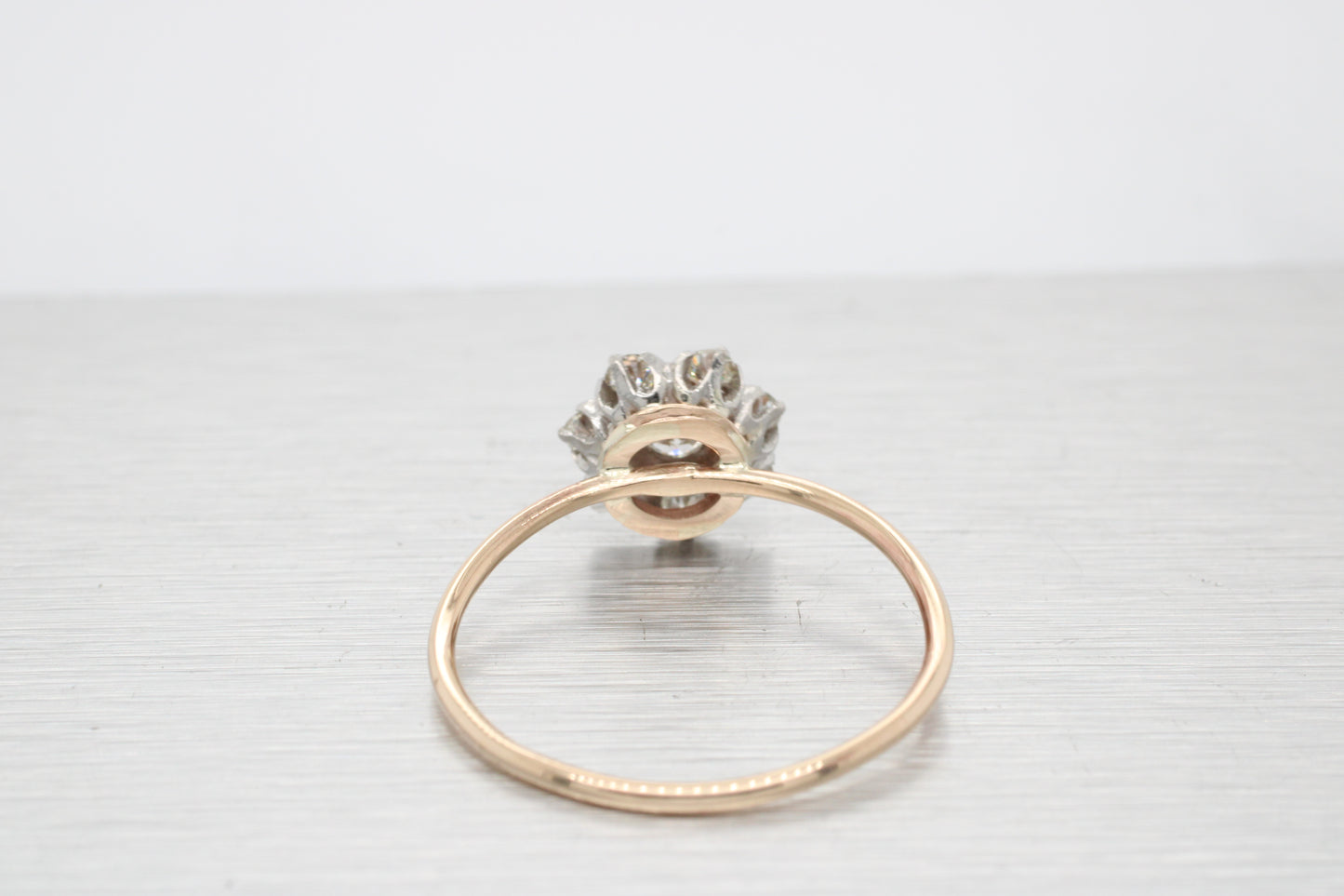 Antique Art Deco 0.25ctw Diamond Flower Ring - 14k Yellow Gold Pin Conversion