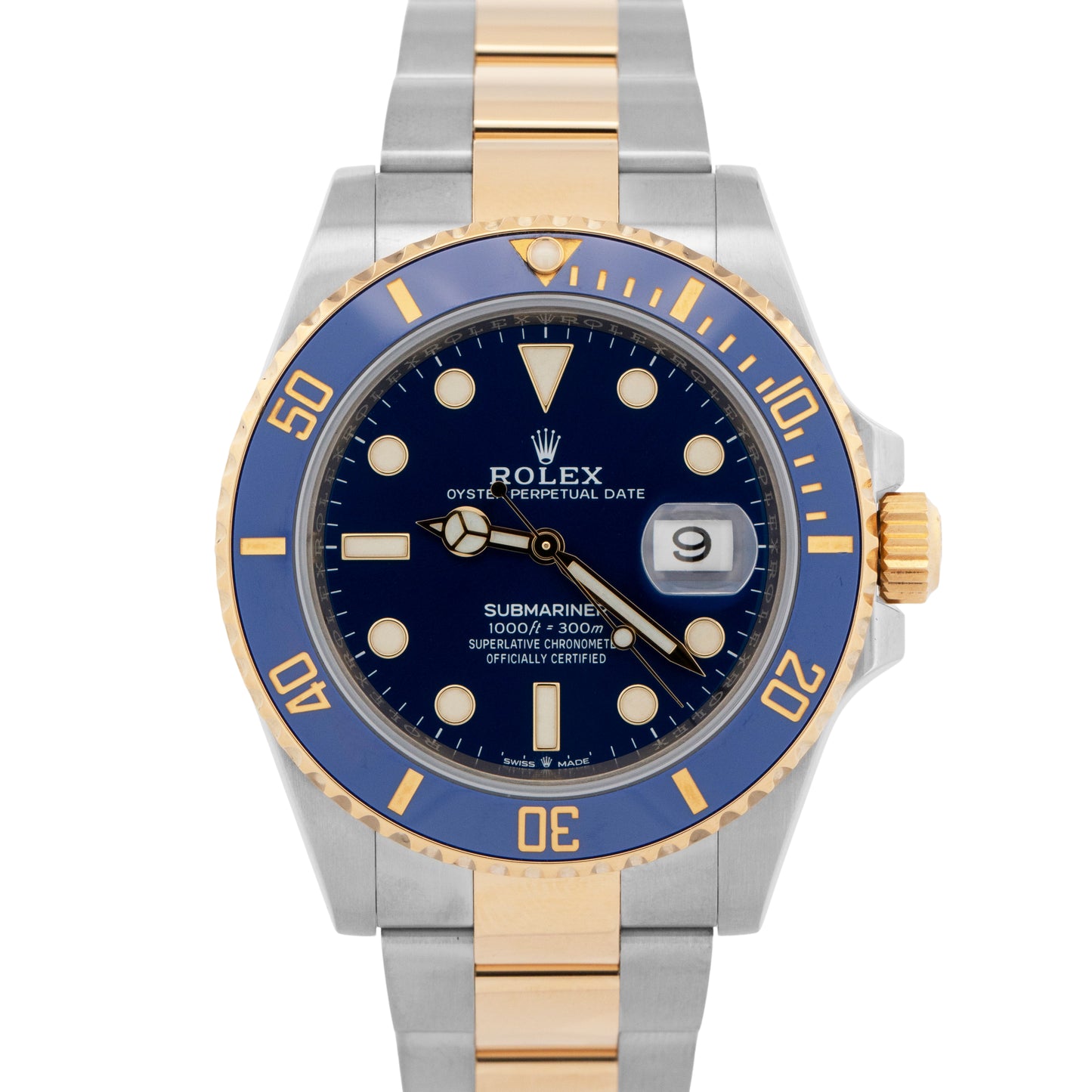 PAPERS Rolex Submariner Date BLUE 41mm Ceramic 18K Gold Steel 126613 LB BOX