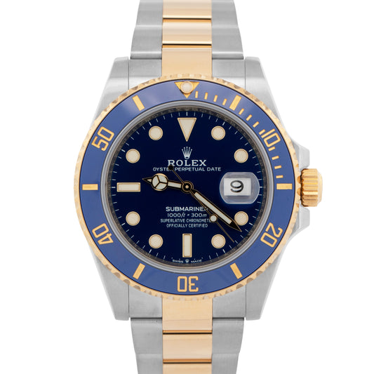 PAPERS Rolex Submariner Date BLUE 41mm Ceramic 18K Gold Steel 126613 LB BOX