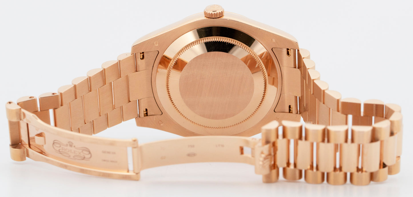 2015 PAPERS Rolex Day-Date II 18K Rose Gold Concentric Sundust 41mm 218235 BOX