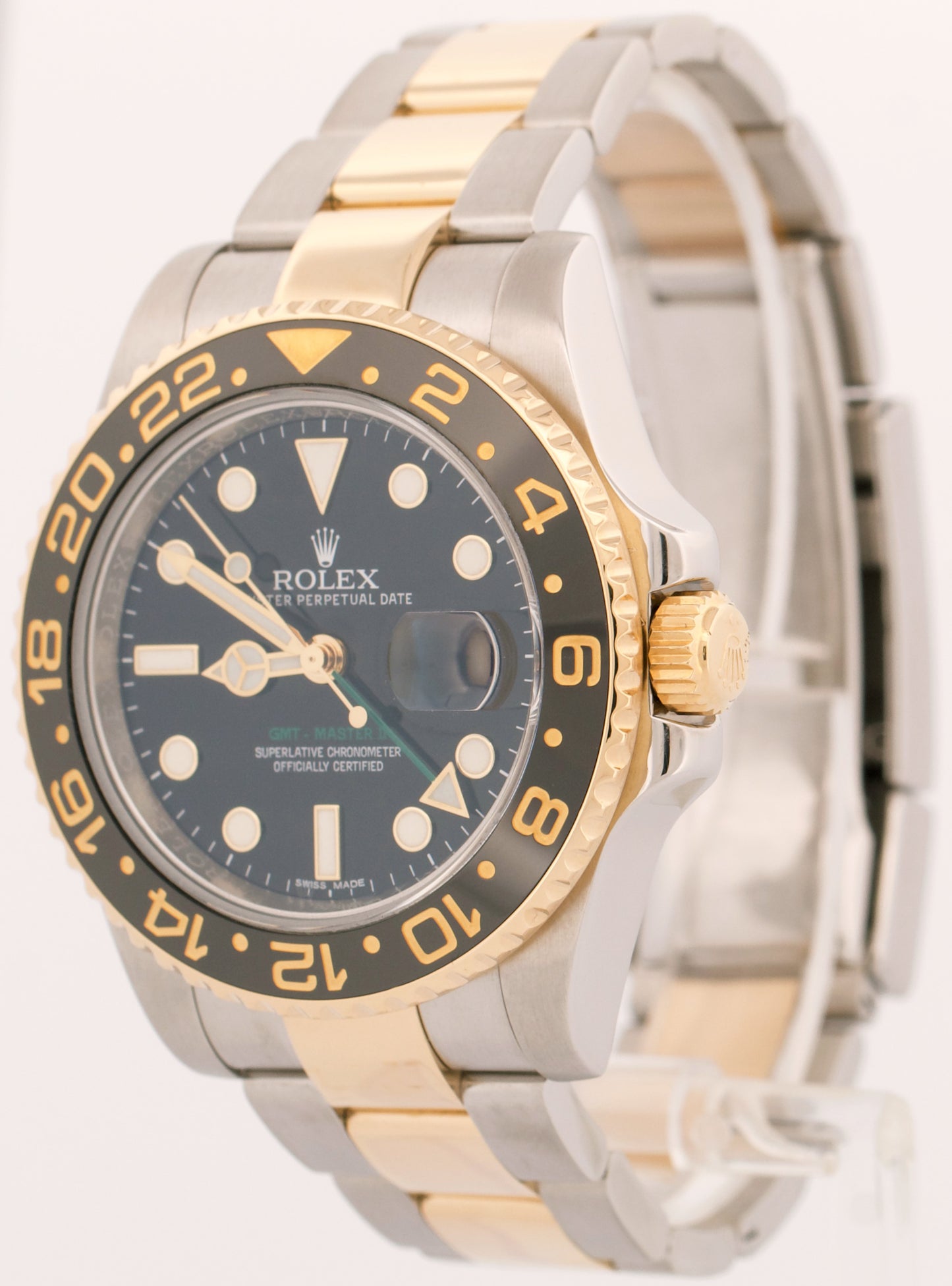 2016 PAPERS Rolex GMT-Master II BLACK Ceramic Two-Tone 18K Steel 40mm 116713 BOX