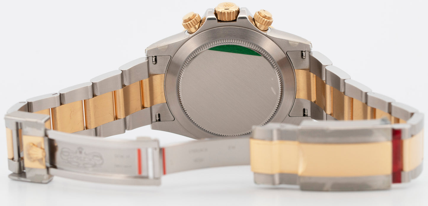 STICKERED PAPERS Rolex Daytona WHITE DIAMOND Two-Tone 18K Yellow Gold 116503 BOX