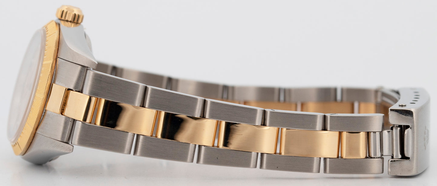 Ladies Rolex Oyster Perpetual 24mm ZEPHYR Two-Tone 18K Gold NO-HOLES Watch 76243