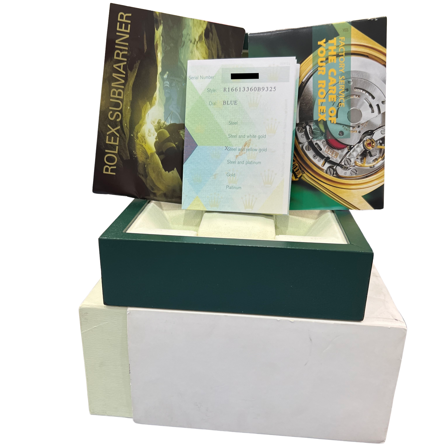 2005 PAPERS Rolex Submariner Date 40mm BLUE 18K Steel No-Holes Watch 16613 BOX