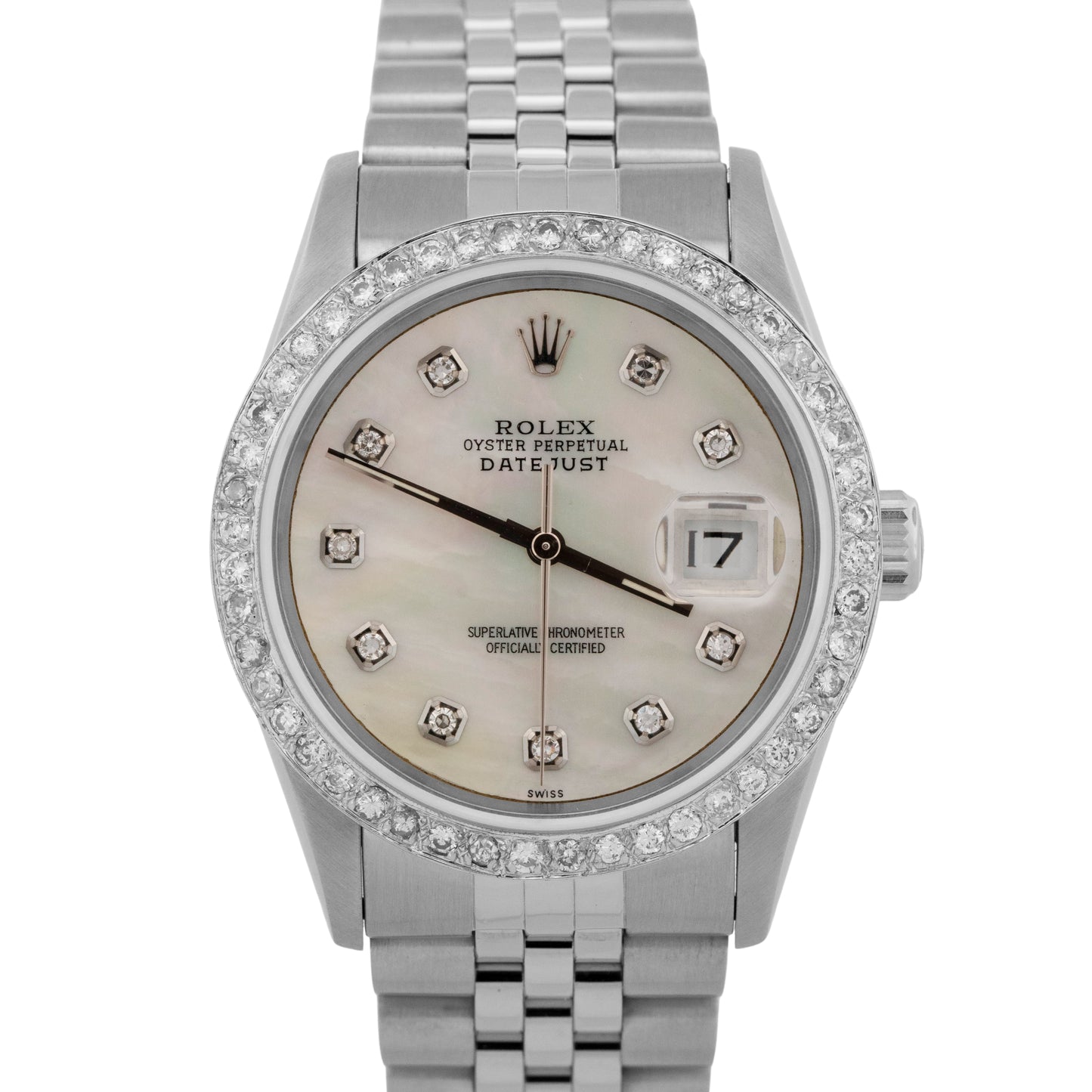 Rolex DateJust DIAMOND MOP Stainless Steel Jubilee 36mm 16234 Watch