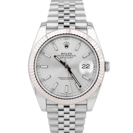 NEW AUG 2025 PAPERS Rolex DateJust 41mm SILVER 18K Gold Steel JUBILEE 126334 BOX