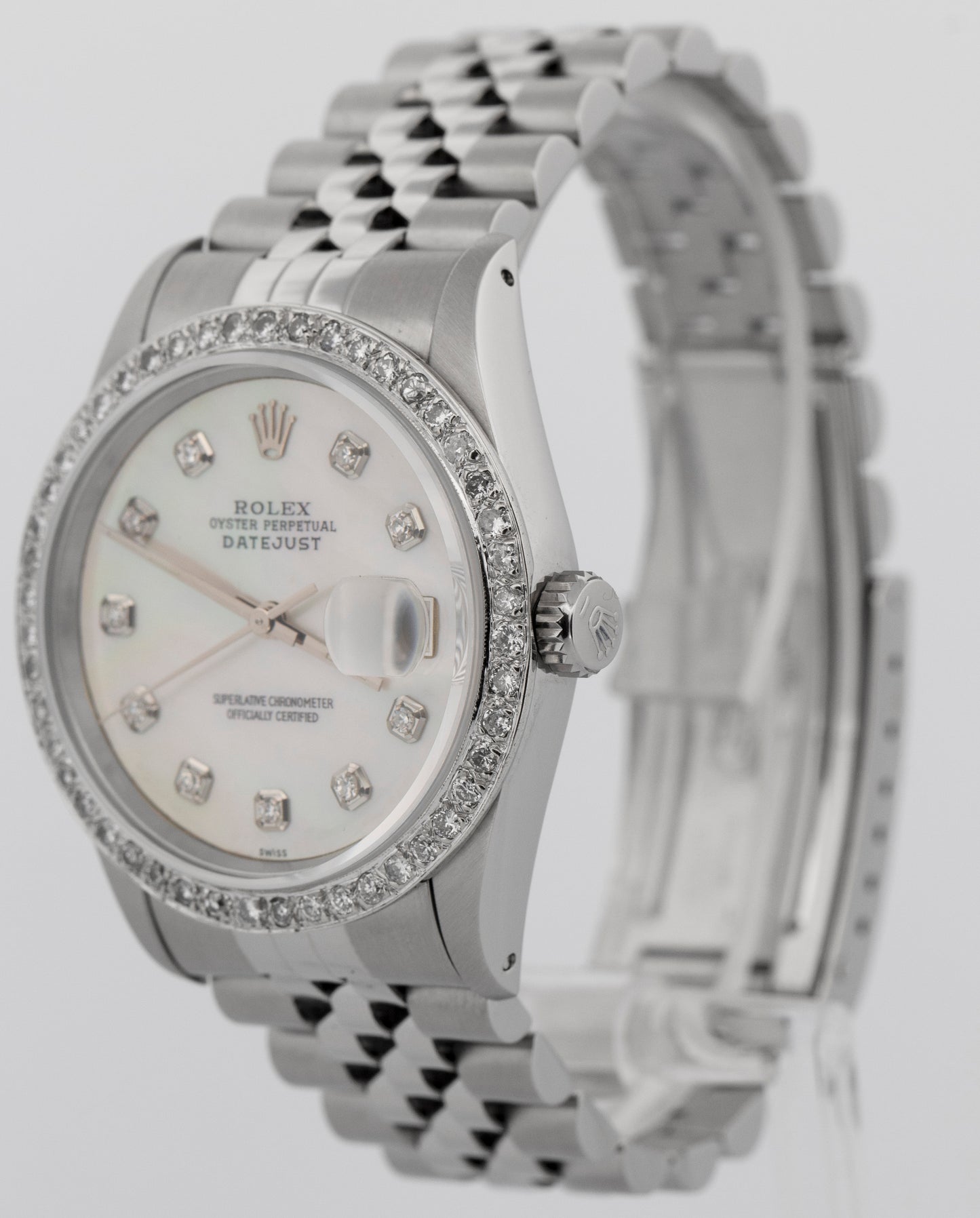 Rolex DateJust DIAMOND MOP Stainless Steel Jubilee 36mm 16234 Watch