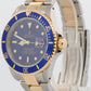 PAPERS Rolex Submariner Date 40mm BLUE 18K Steel GOLD BUCKLE Watch 16613 BOX