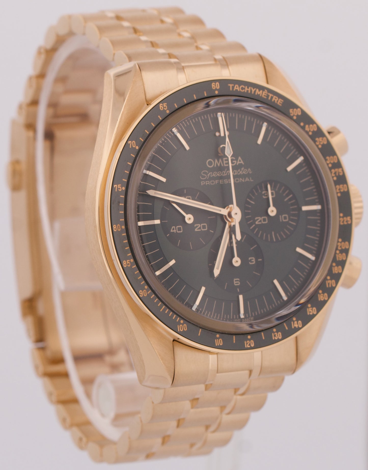 MINT 2023 PAPERS Omega Speedmaster GREEN Moonshine 18K 310.60.42.50.10.001 BOX