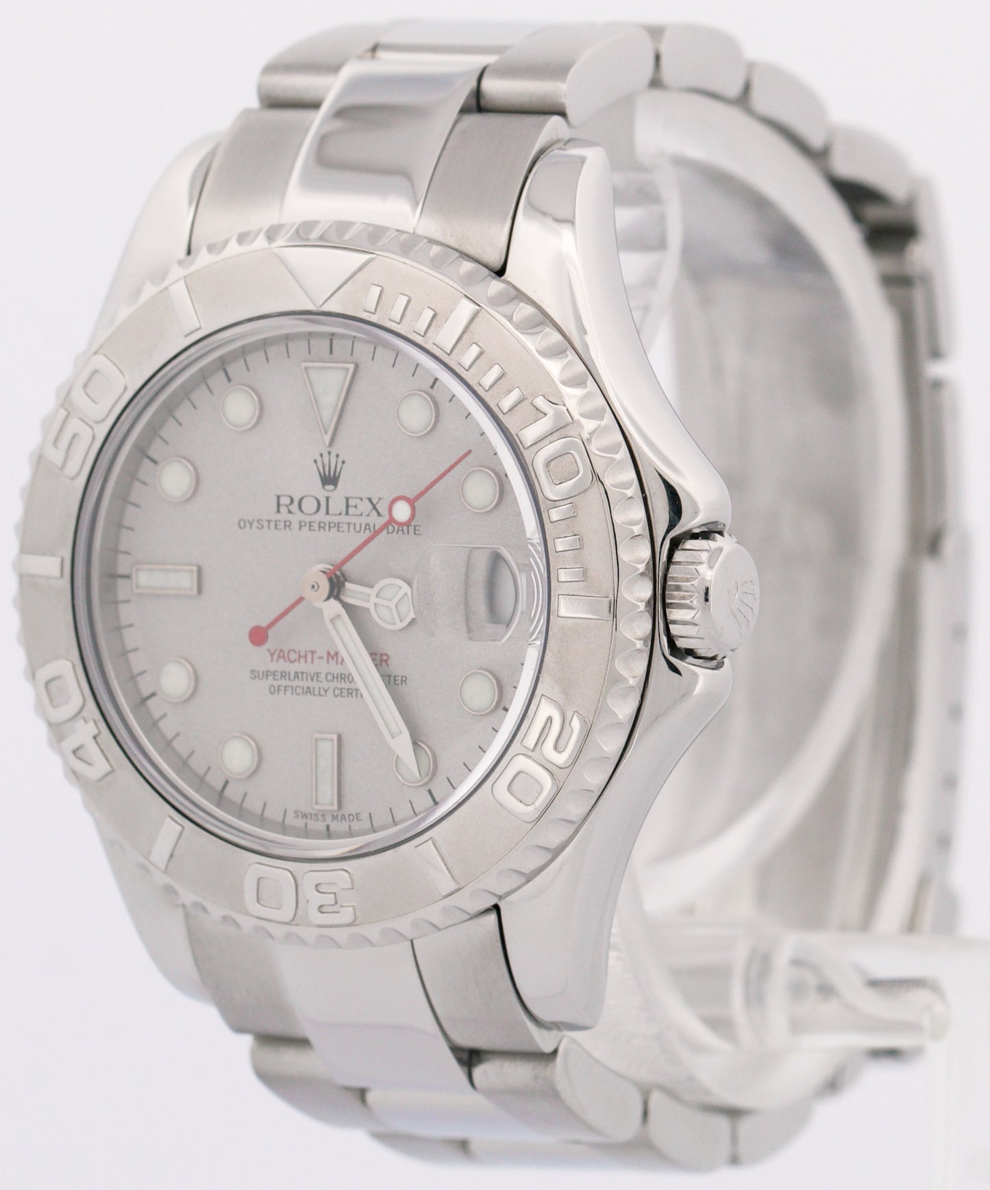 Rolex Yacht-Master Mid-Size PLATINUM Stainless Steel 35mm Oyster Watch 168622