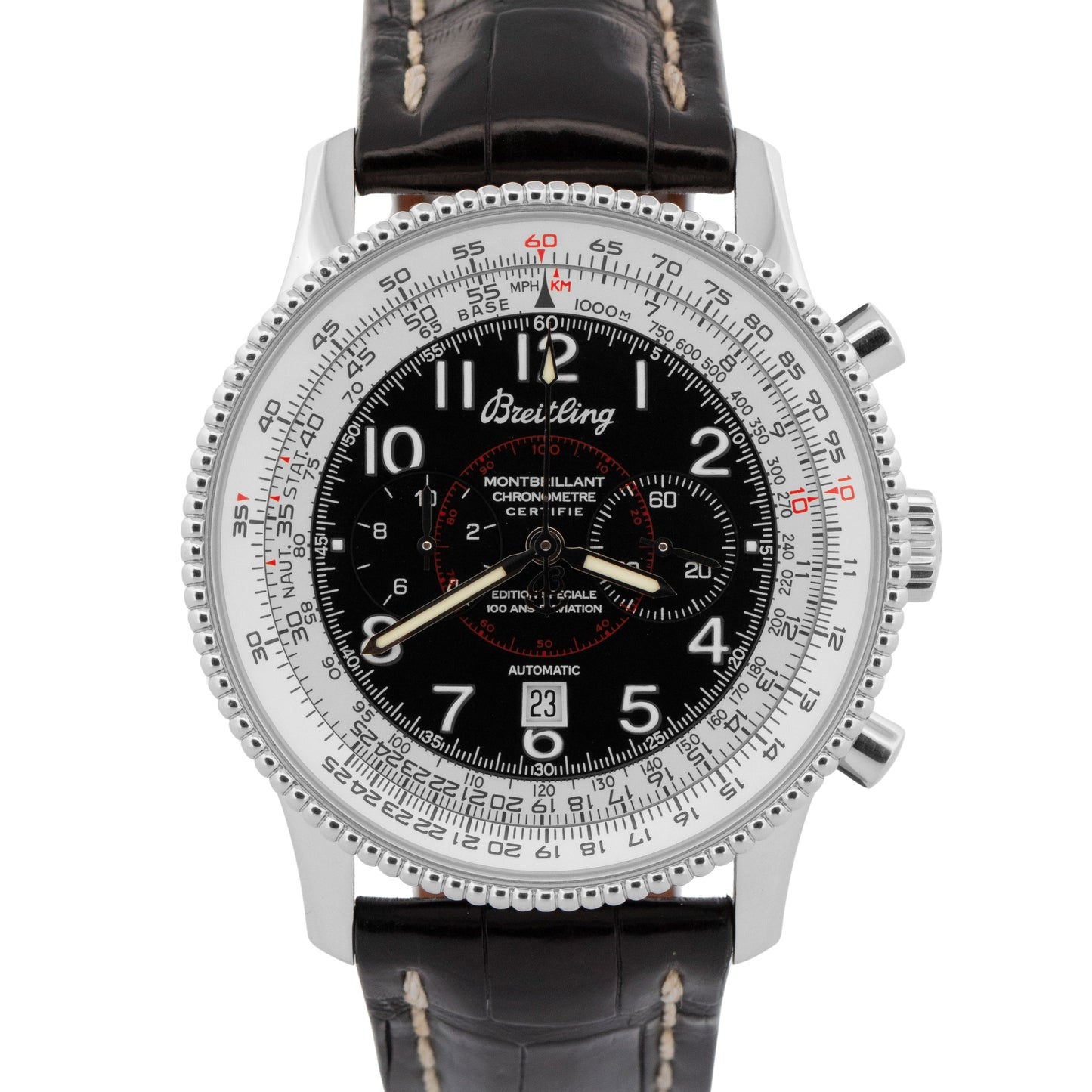 PAPERS Breitling Navitimer Montbrillant BLACK Steel 42mm A35330 Watch BOX