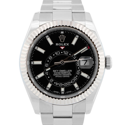 PAPERS Rolex Sky-Dweller BLACK 18K Gold Stainless Steel 42mm 326934 OYSTER BOX