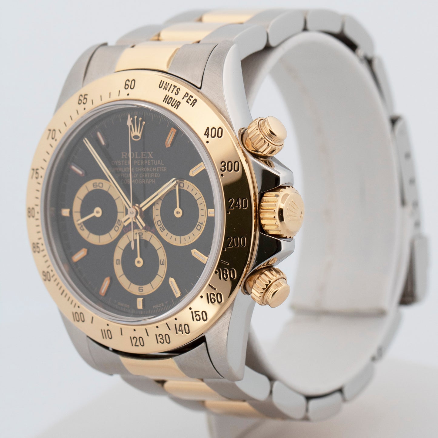 1995 PAPERS Rolex Daytona Cosmograph BLACK Two-Tone Gold 40mm 16523 Watch BOX