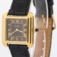 Cartier Stepped Tank BLACK ROMAN Manual 18K Gold Filled Leather 27.5mm 25716