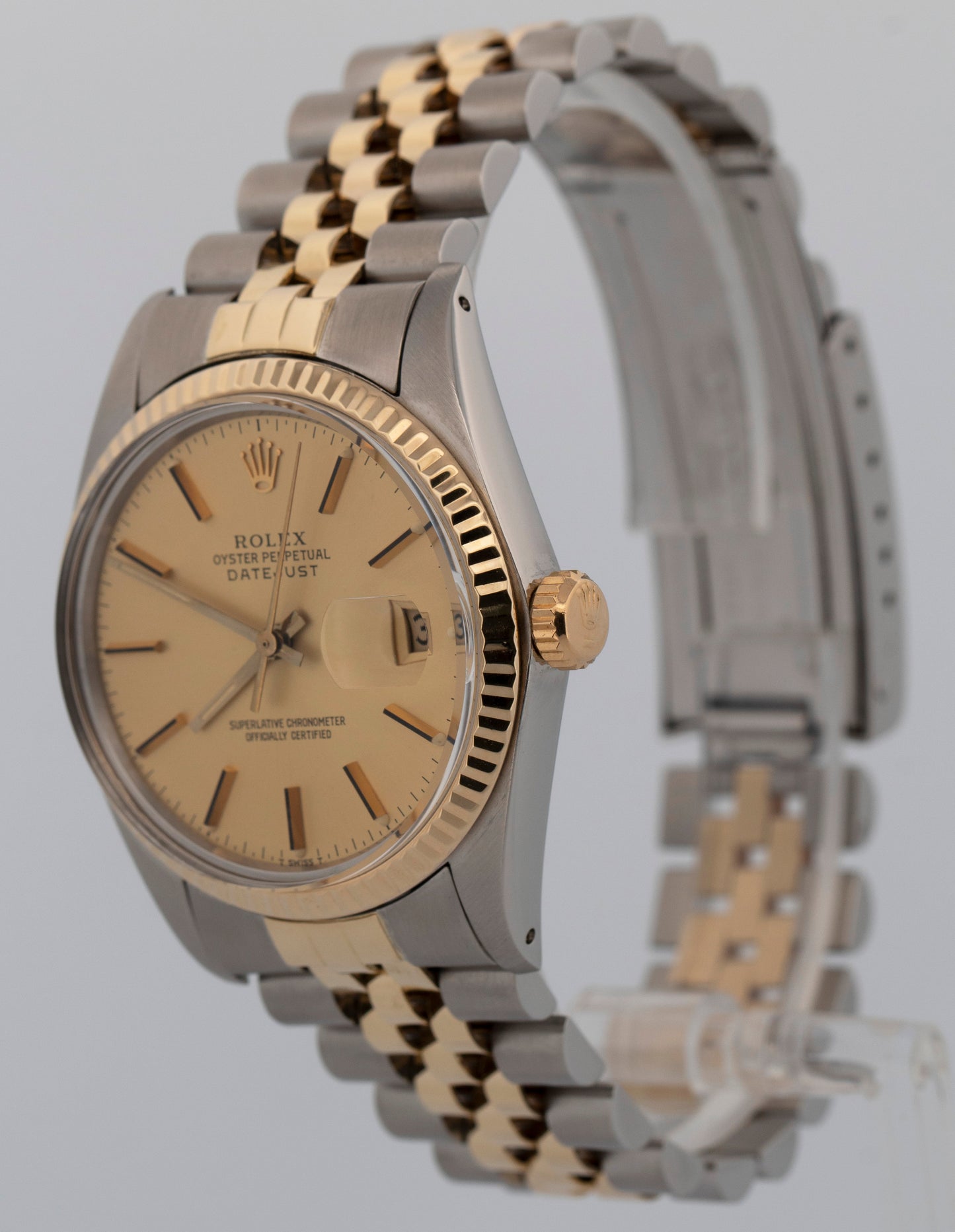 Rolex DateJust CHAMPAGNE Two-Tone Yellow Gold Steel Jubilee 36mm 16013 Watch