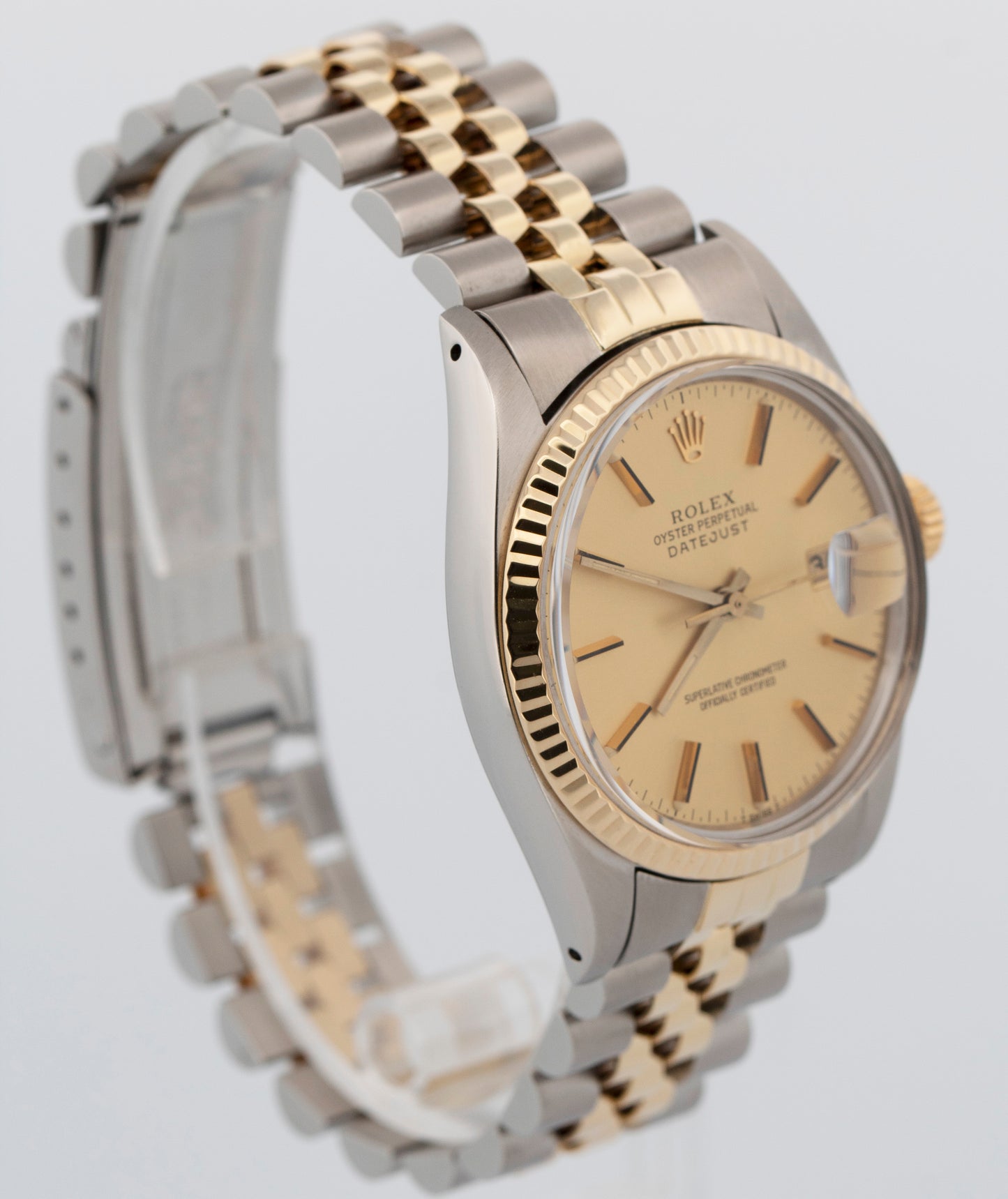 Rolex DateJust CHAMPAGNE Two-Tone Yellow Gold Steel Jubilee 36mm 16013 Watch
