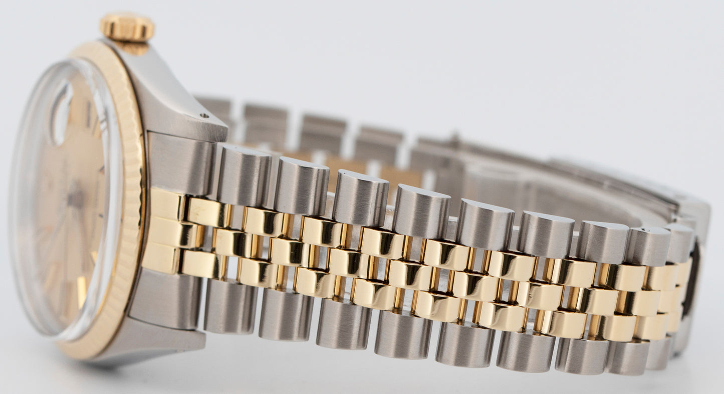 Rolex DateJust CHAMPAGNE Two-Tone Yellow Gold Steel Jubilee 36mm 16013 Watch