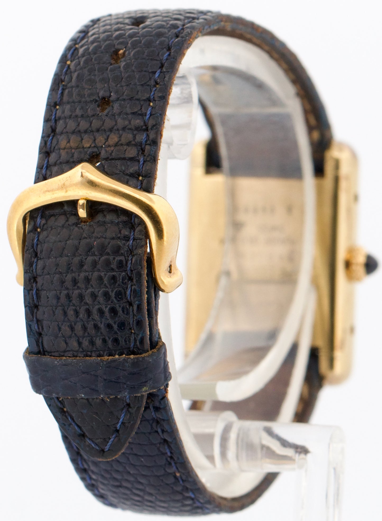 VINTAGE Cartier Tank Argent 925 Sterling Vermeil Gold BLUE MYSTERY DIAL 21mm