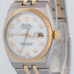 Rolex Oysterquartz DateJust 36mm MOP DIAMOND Two-Tone 18K Gold Steel Watch 17013
