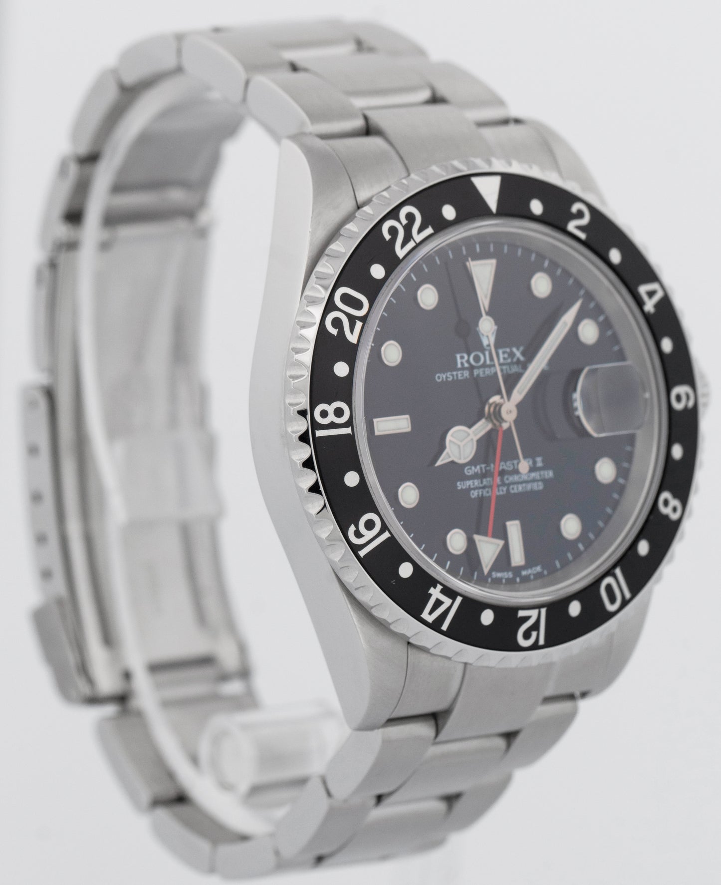 Rolex GMT-Master II 40mm Black NO-HOLES Stainless Steel Oyster Watch 16710