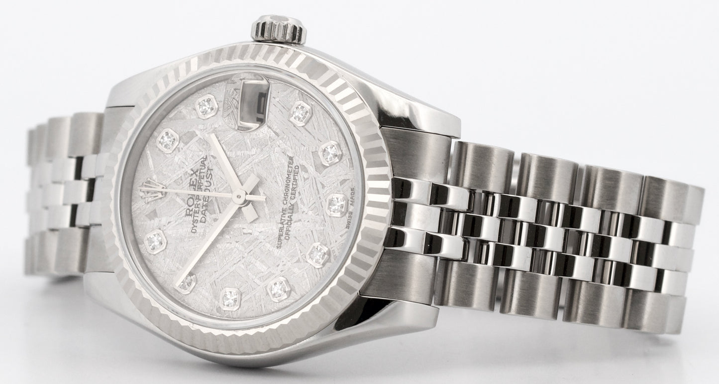 Ladies Rolex DateJust 31mm FACTORY METEORITE DIAMOND 18K Steel JUBILEE 178274