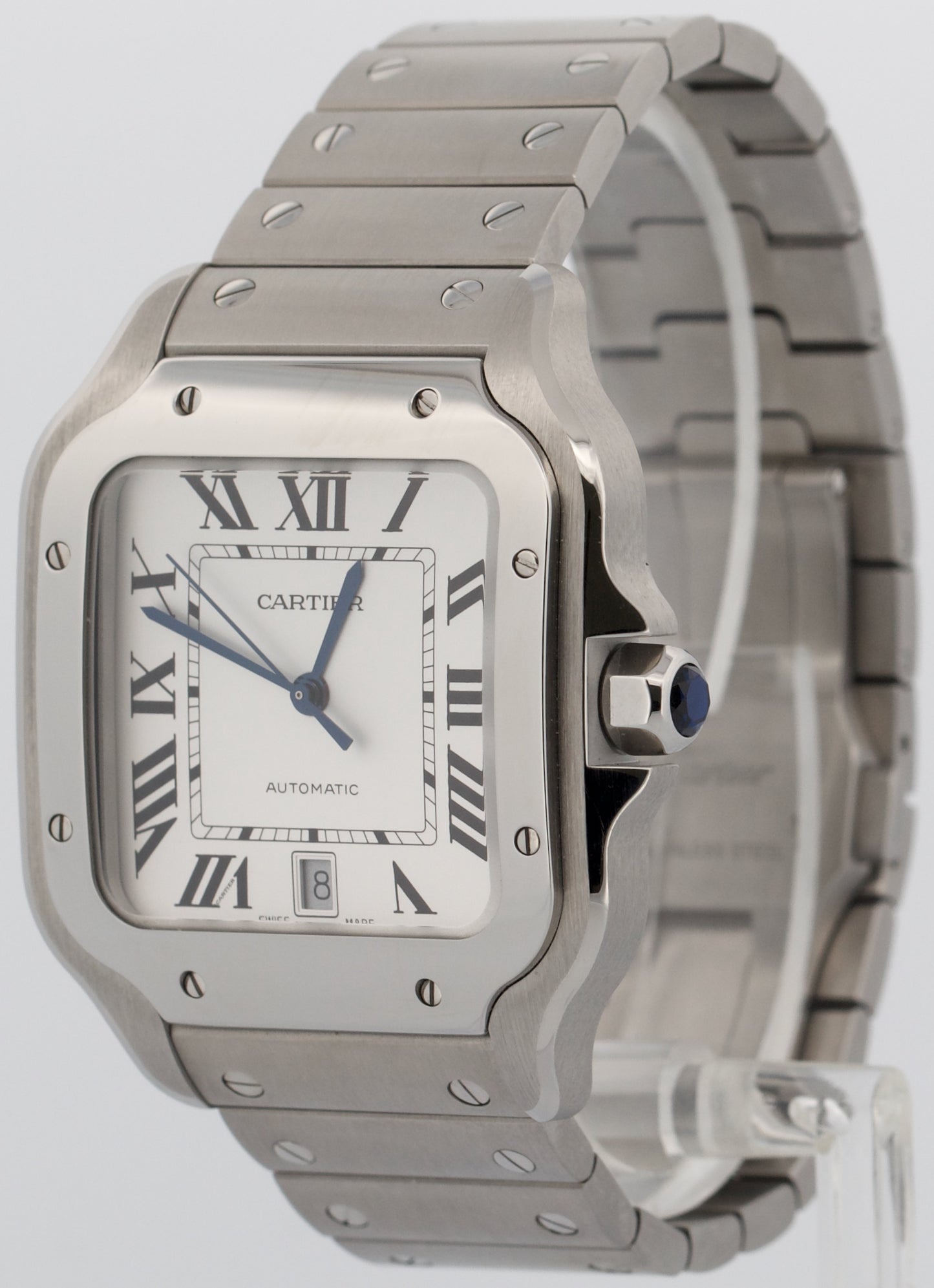 PAPERS Cartier Santos 39.8mm WHITE ROMAN Stainless Steel 4072 WSSA0018 BOX