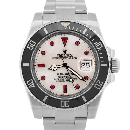 PAPERS Rolex Submariner Date MOP RUBY Ceramic Stainless 40mm 116610 LN BOX