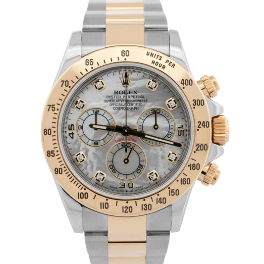 MINT PAPERS Rolex Daytona Cosmograph MOP DIAMOND Yellow Gold Watch 116523 BOX