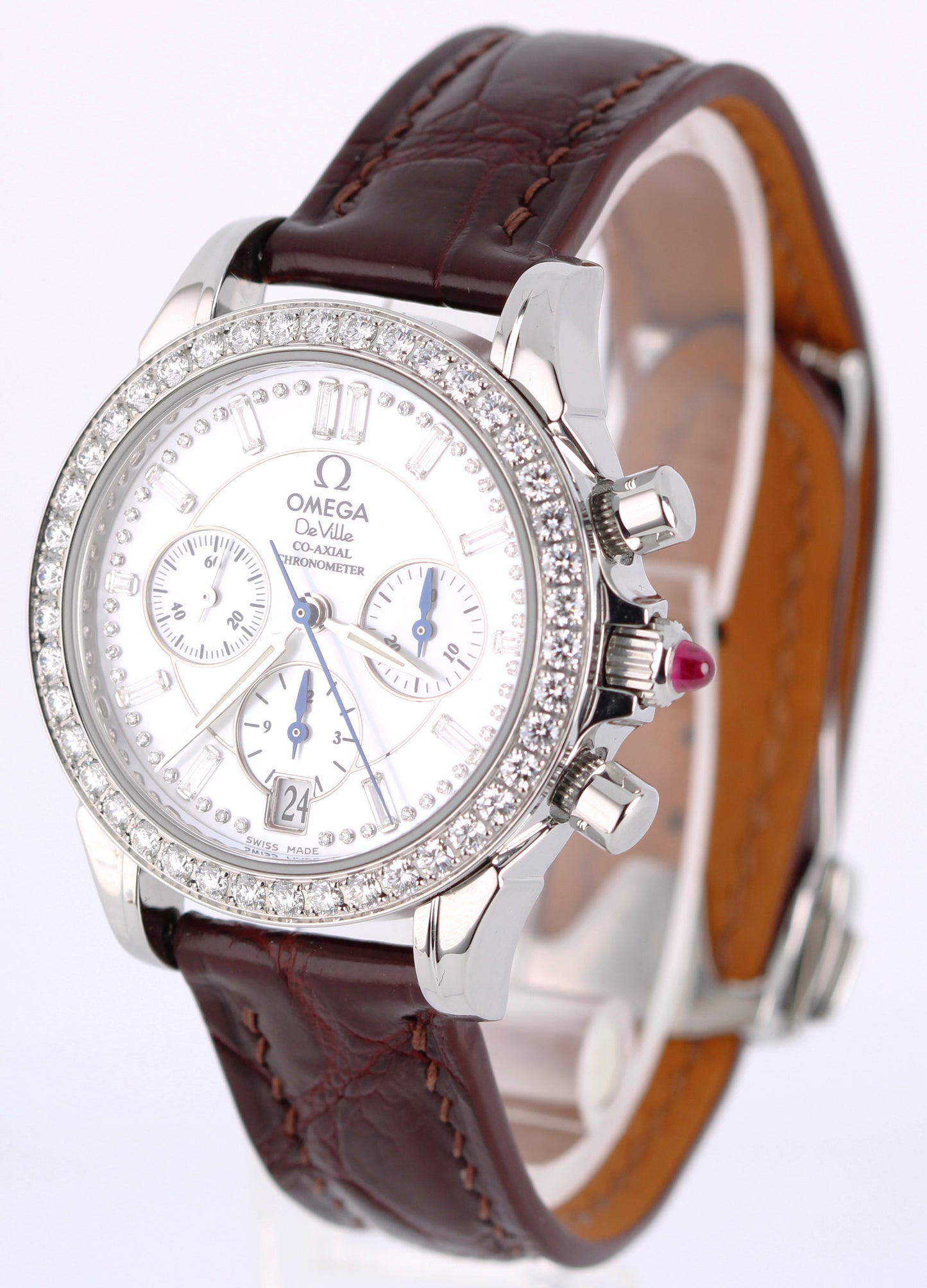 Omega De Ville Chronograph Steel DIAMOND Mother of Pearl 35mm 4874.75.36 Watch