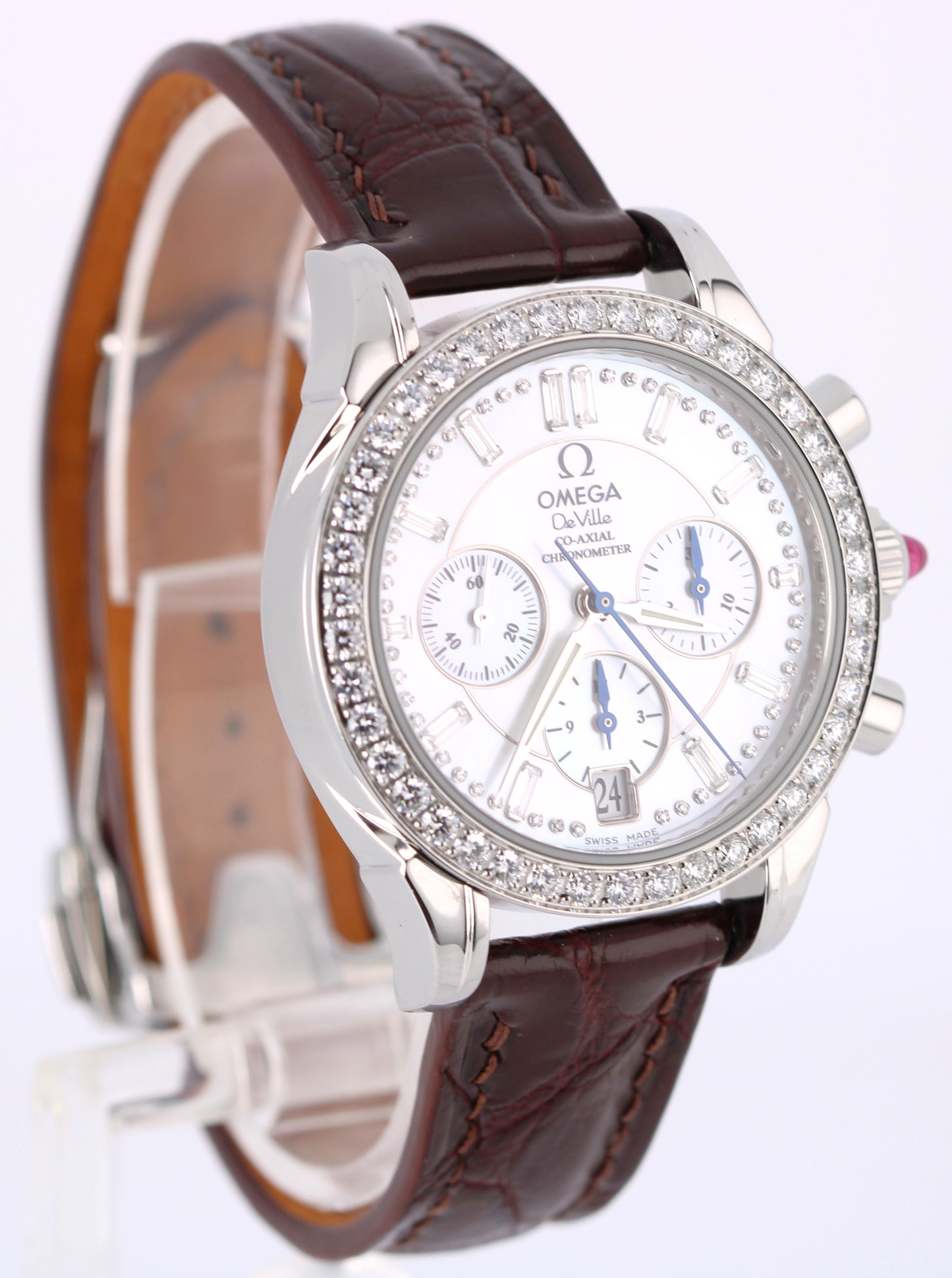 Omega De Ville Chronograph Steel DIAMOND Mother of Pearl 35mm 4874.75.36 Watch