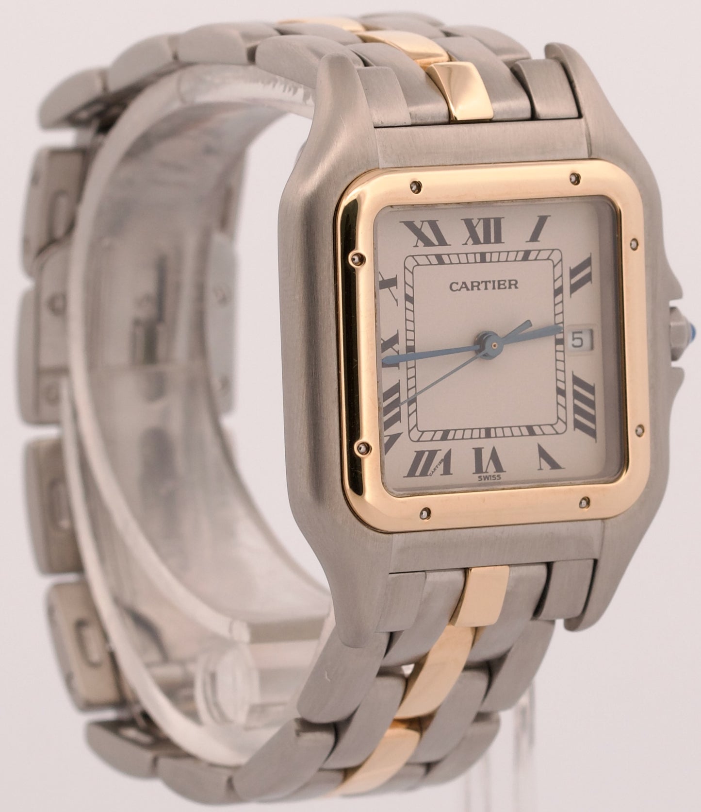 Cartier Panthere ONE ROW 18K Yellow Gold Steel 29mm IVORY Roman Quartz 183957