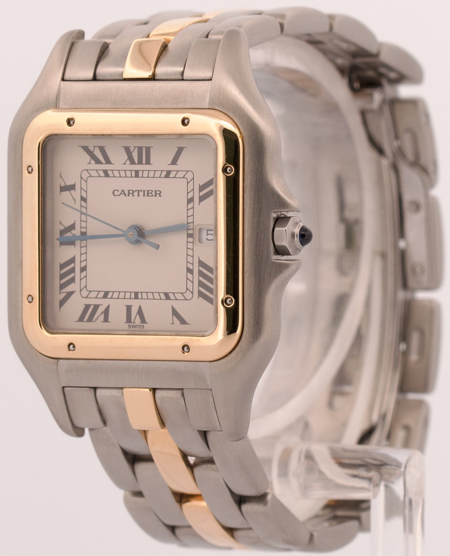 Cartier Panthere ONE ROW 18K Yellow Gold Steel 29mm IVORY Roman Quartz 183957