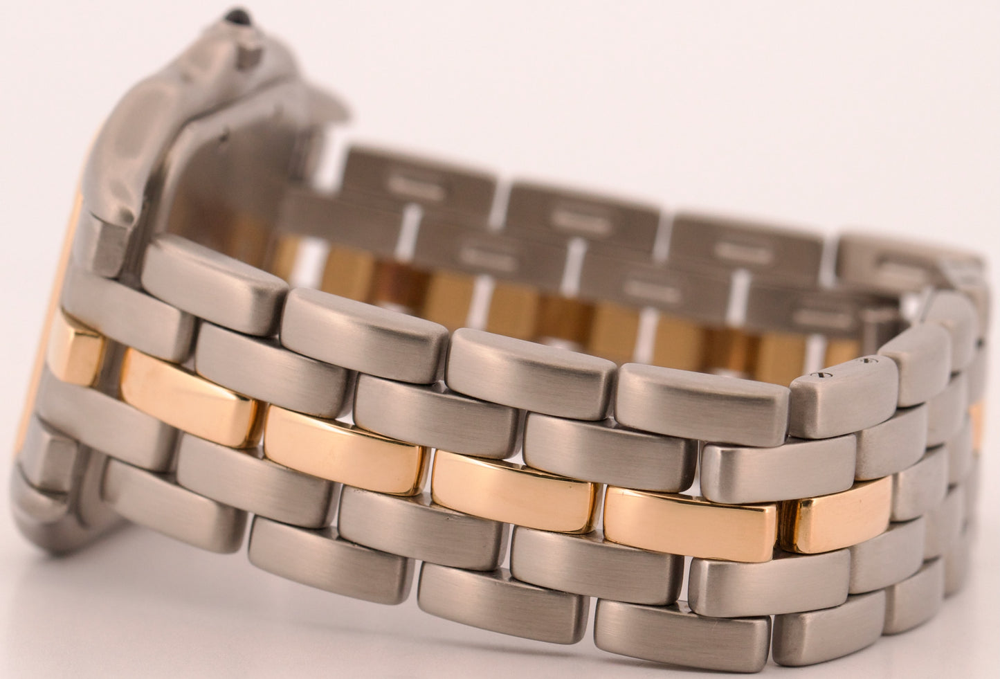 Cartier Panthere ONE ROW 18K Yellow Gold Steel 29mm IVORY Roman Quartz 183957