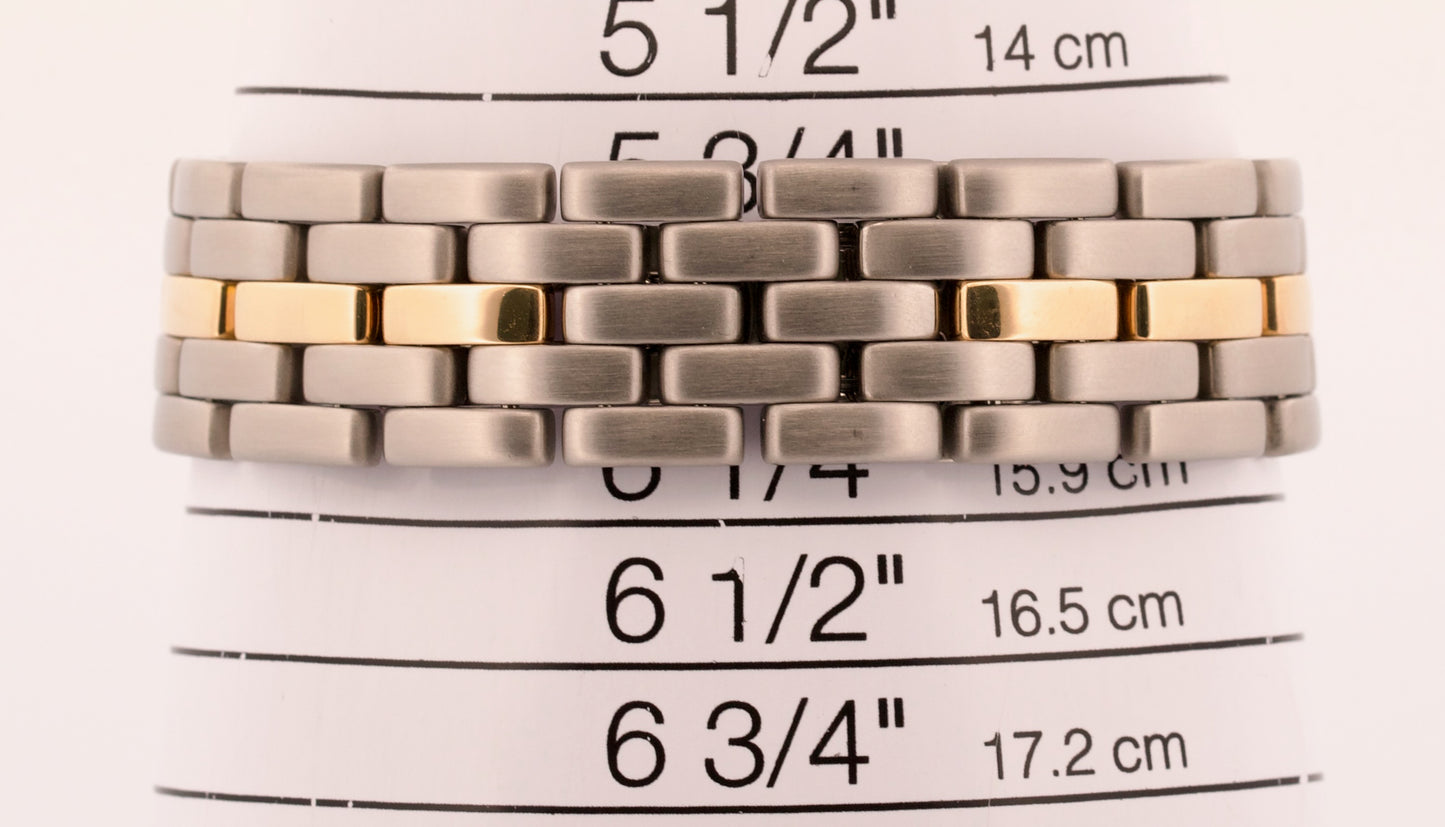 Cartier Panthere ONE ROW 18K Yellow Gold Steel 29mm IVORY Roman Quartz 183957