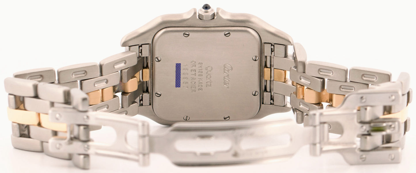 Cartier Panthere ONE ROW 18K Yellow Gold Steel 29mm IVORY Roman Quartz 183957