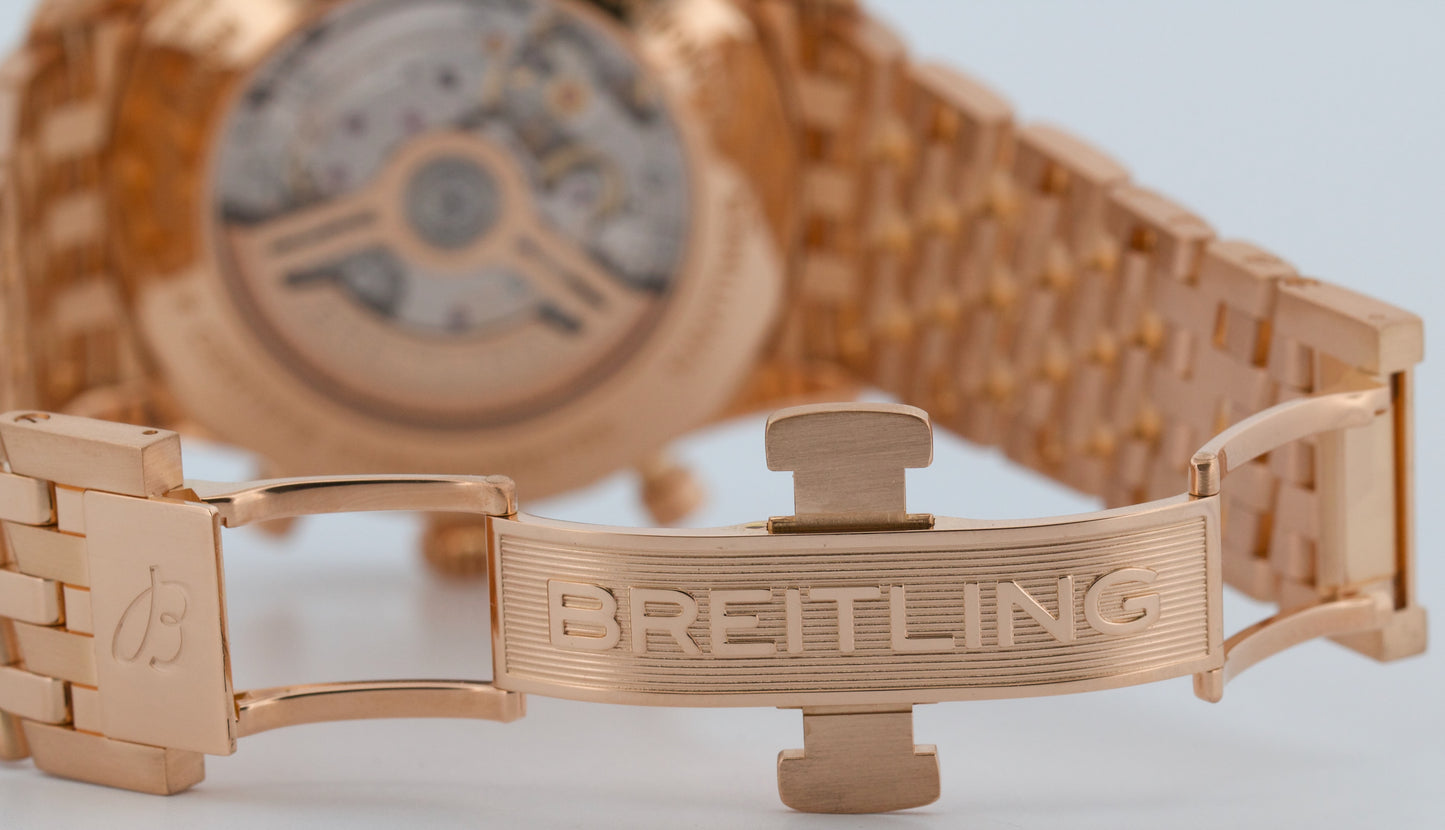 Breitling Navitimer B01 Chronograph SILVER 18K Rose Gold RB0137 46mm Watch BOX