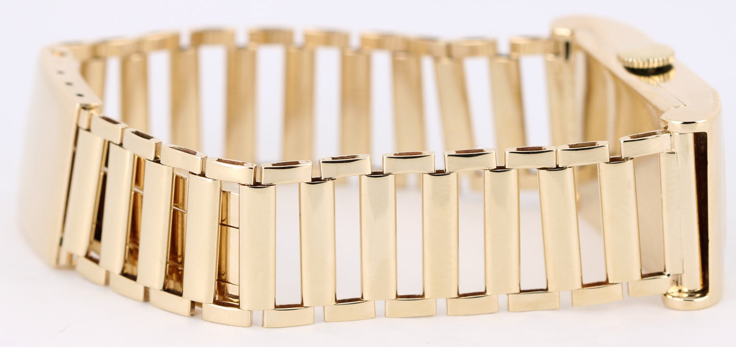 VINTAGE Tiffany & Co 14k Yellow Gold 49.3gr Champagne 20mm Cylinder Link Watch