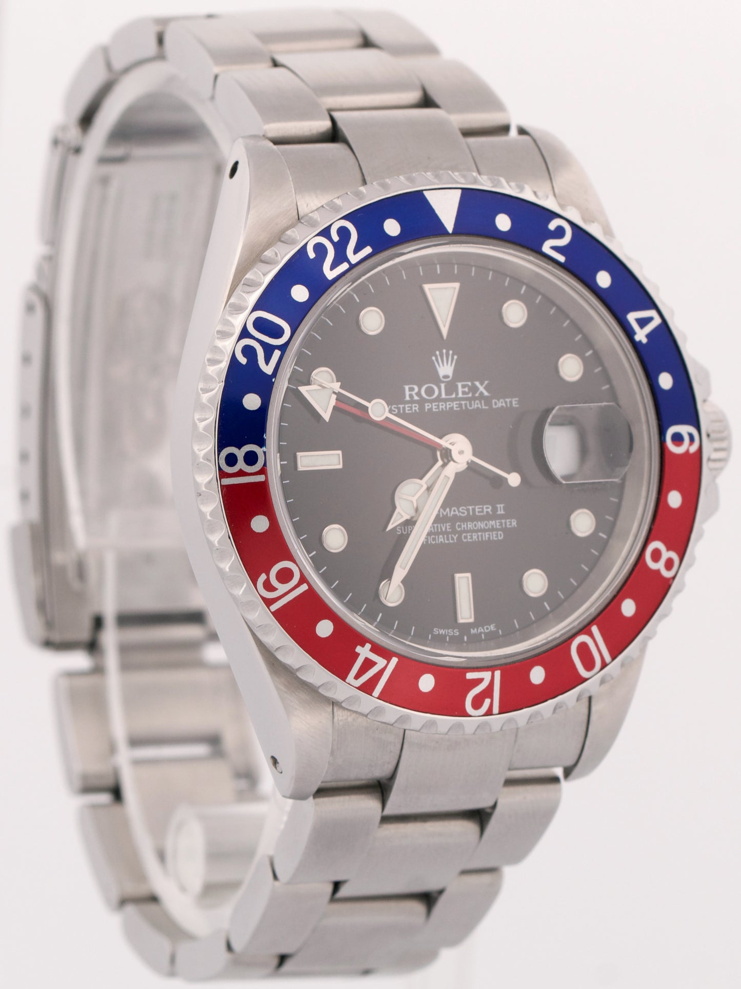 PAPERS Rolex GMT-Master II PEPSI Red Blue Stainless Steel 40mm 16710 Watch BOX