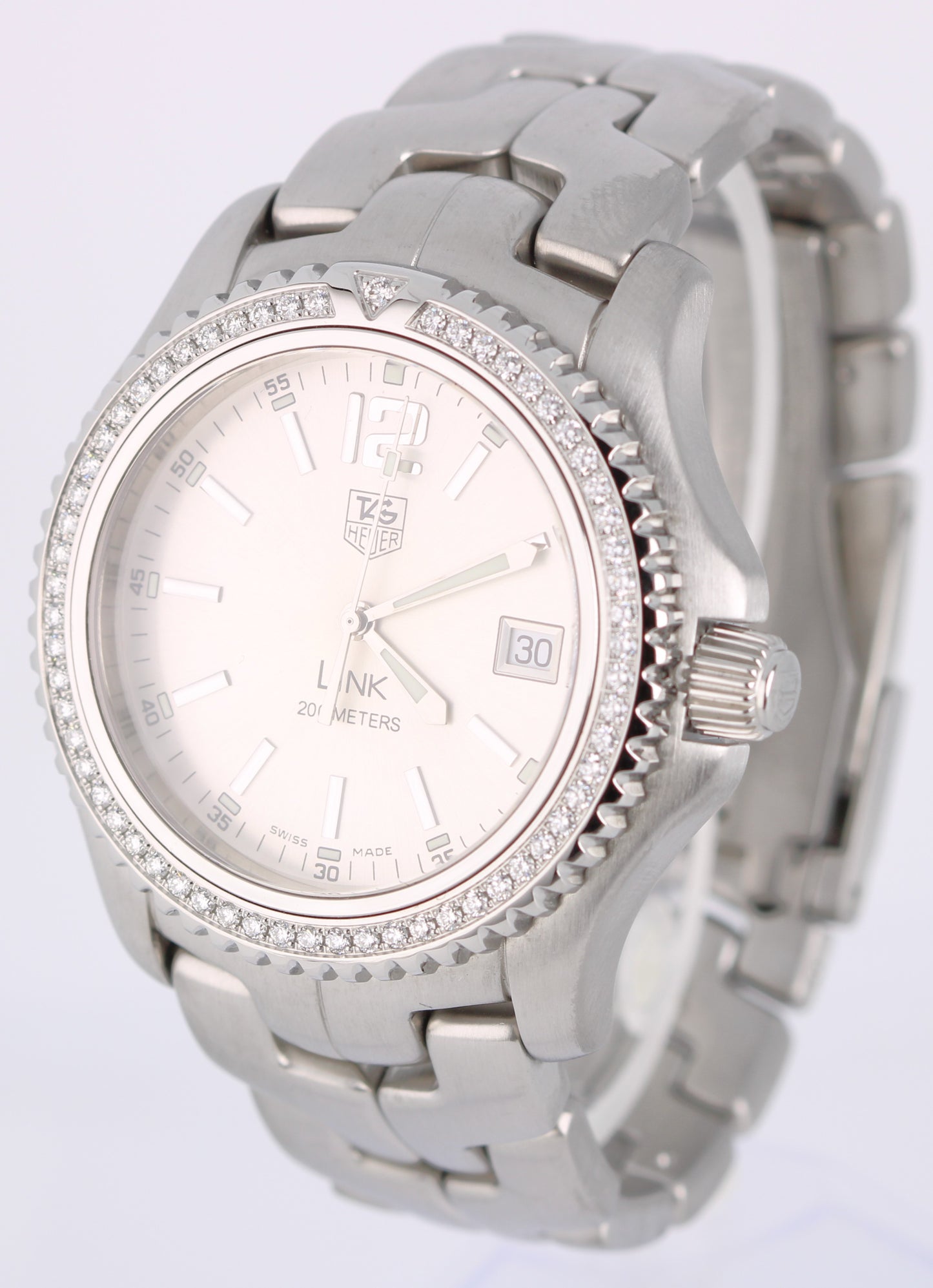 Tag Heuer LINK PAPERS Steel DIAMOND Silver 42mm WT111E Quartz Watch BOX