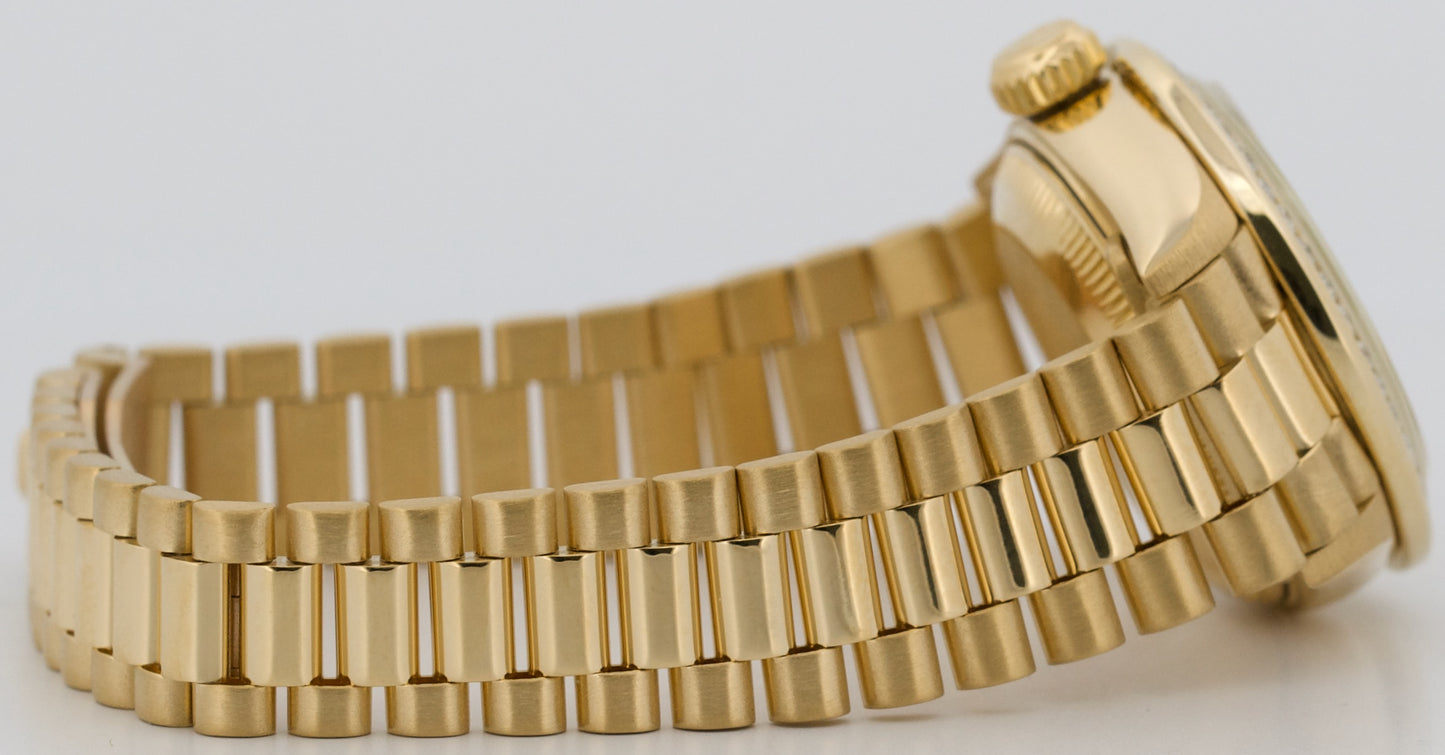 Rolex DateJust President CHAMPAGNE LINEN 18K Yellow Gold DIAMOND 26mm 69178