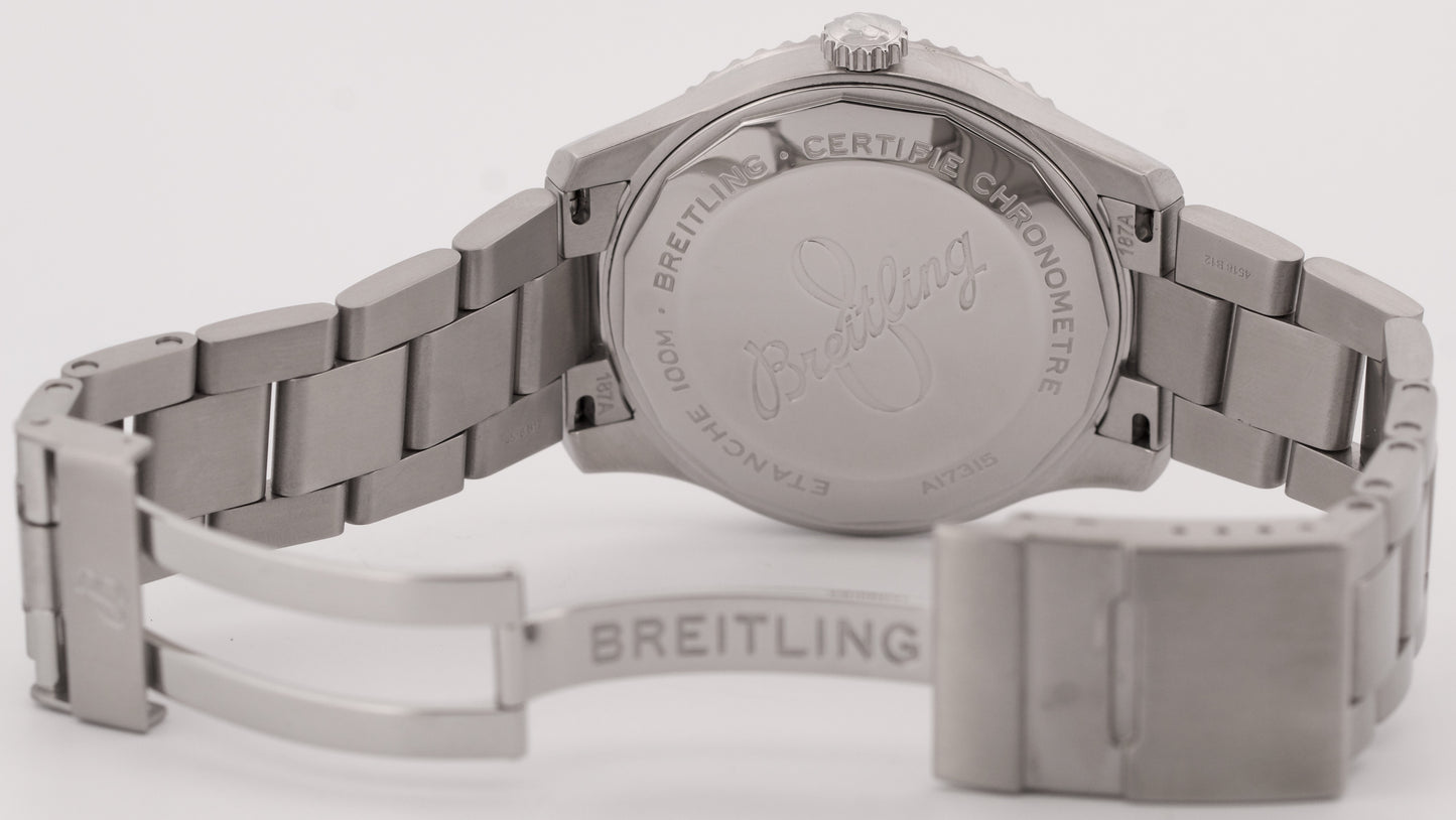 MINT 2022 PAPERS Breitling Aviator 8 BLUE Arabic Automatic Date Watch A17315 BOX