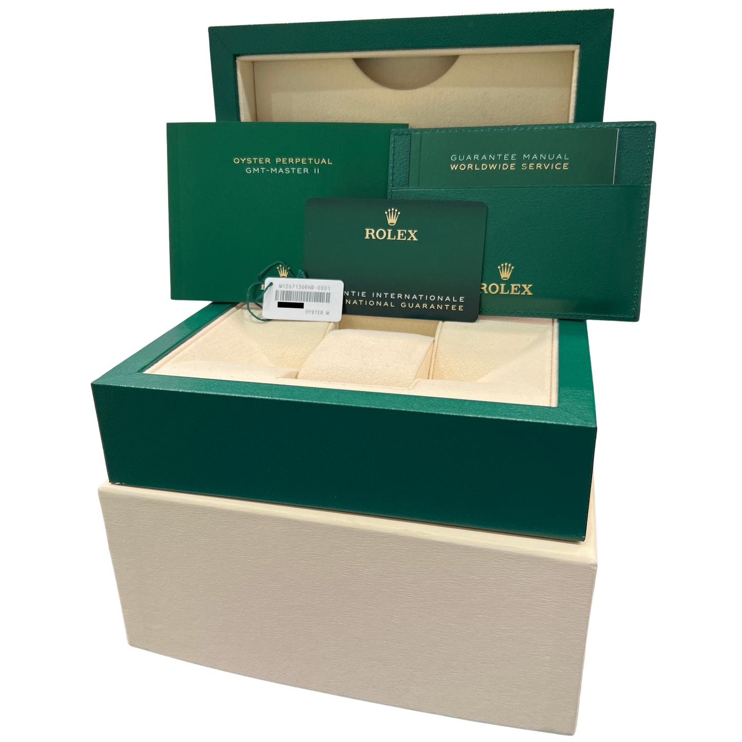 2023 PAPERS Rolex GMT-Master II Two-Tone 18K Gold 40mm JUBILEE 126713 GRNR BOX