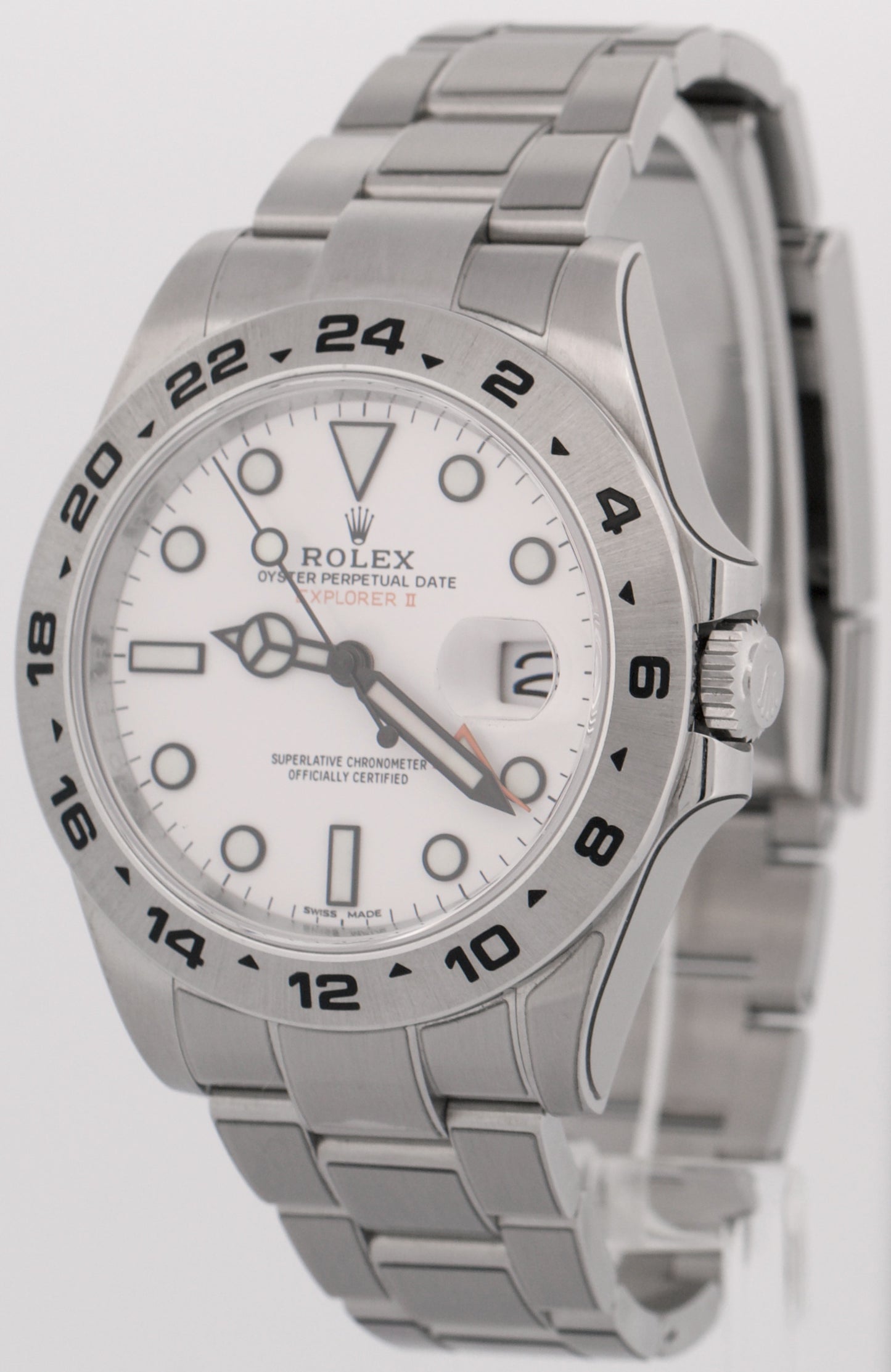 2020 PAPERS Rolex Explorer II 42mm 216570 POLAR WHITE Orange Steel GMT Watch BOX