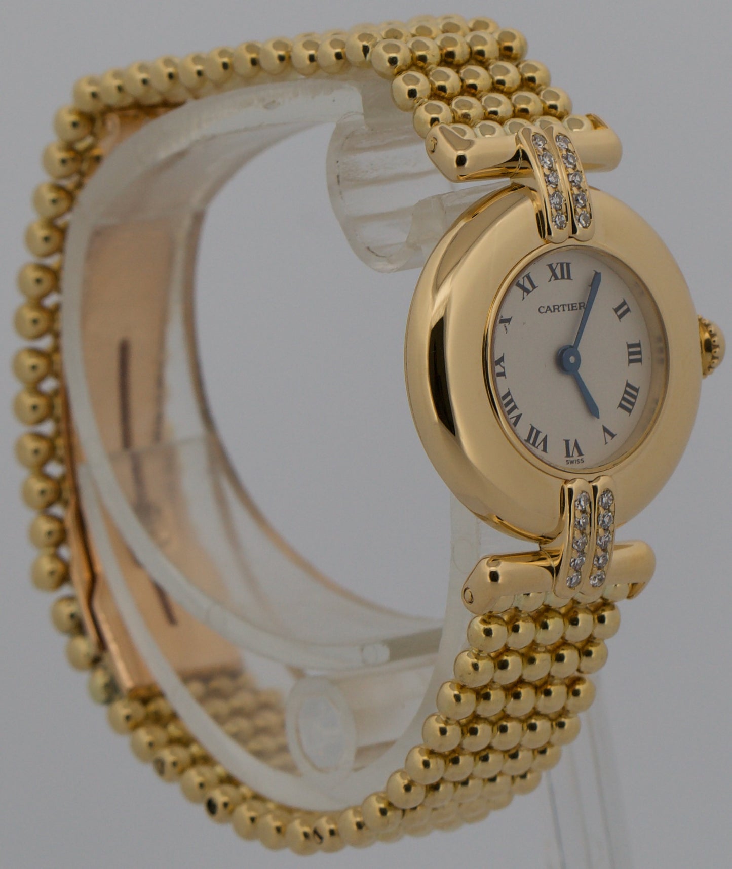 Ladies Cartier Colisee IVORY ROMAN 24mm 18K Yellow Gold DIAMOND Quartz 8057911