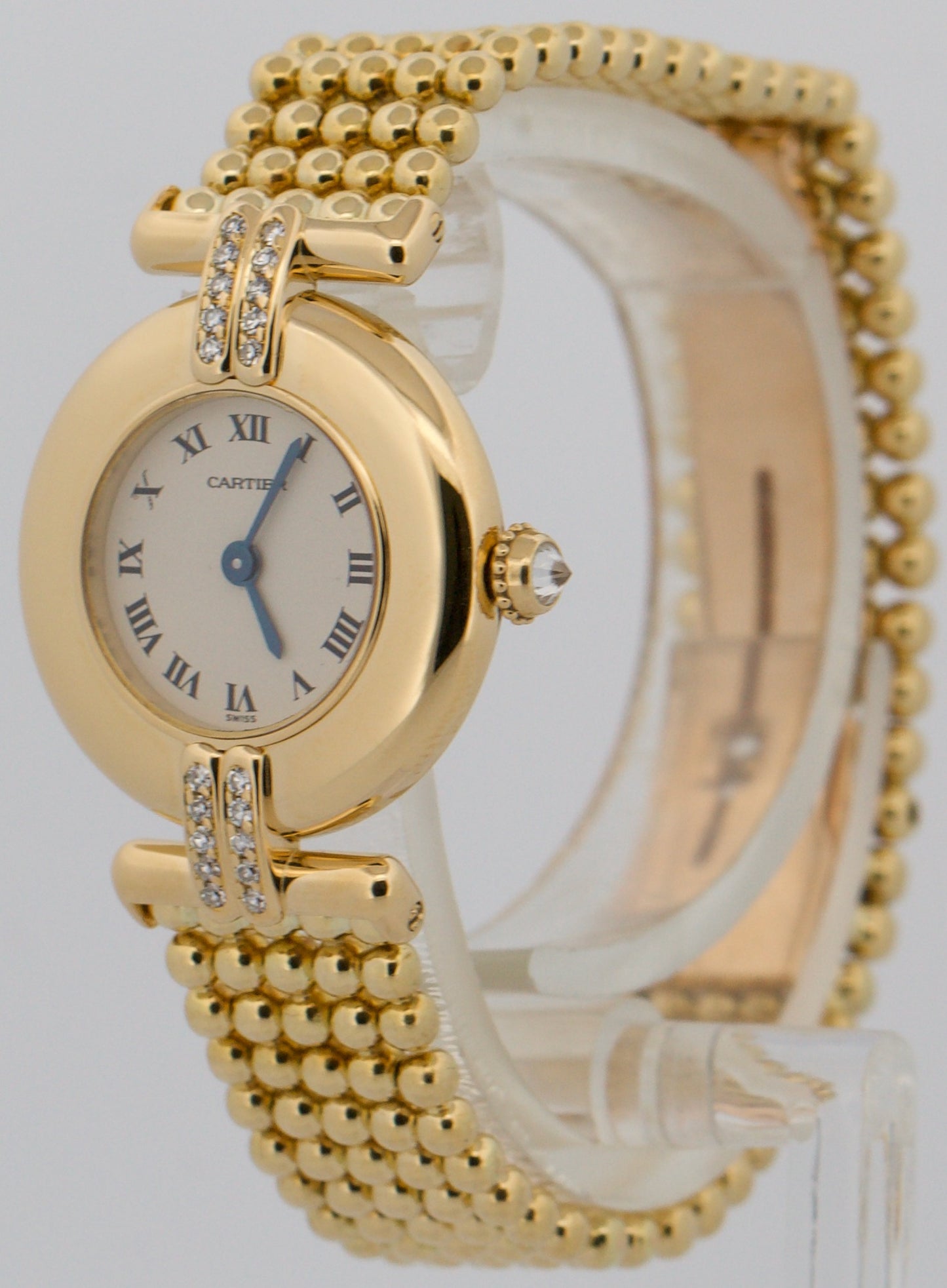 Ladies Cartier Colisee IVORY ROMAN 24mm 18K Yellow Gold DIAMOND Quartz 8057911