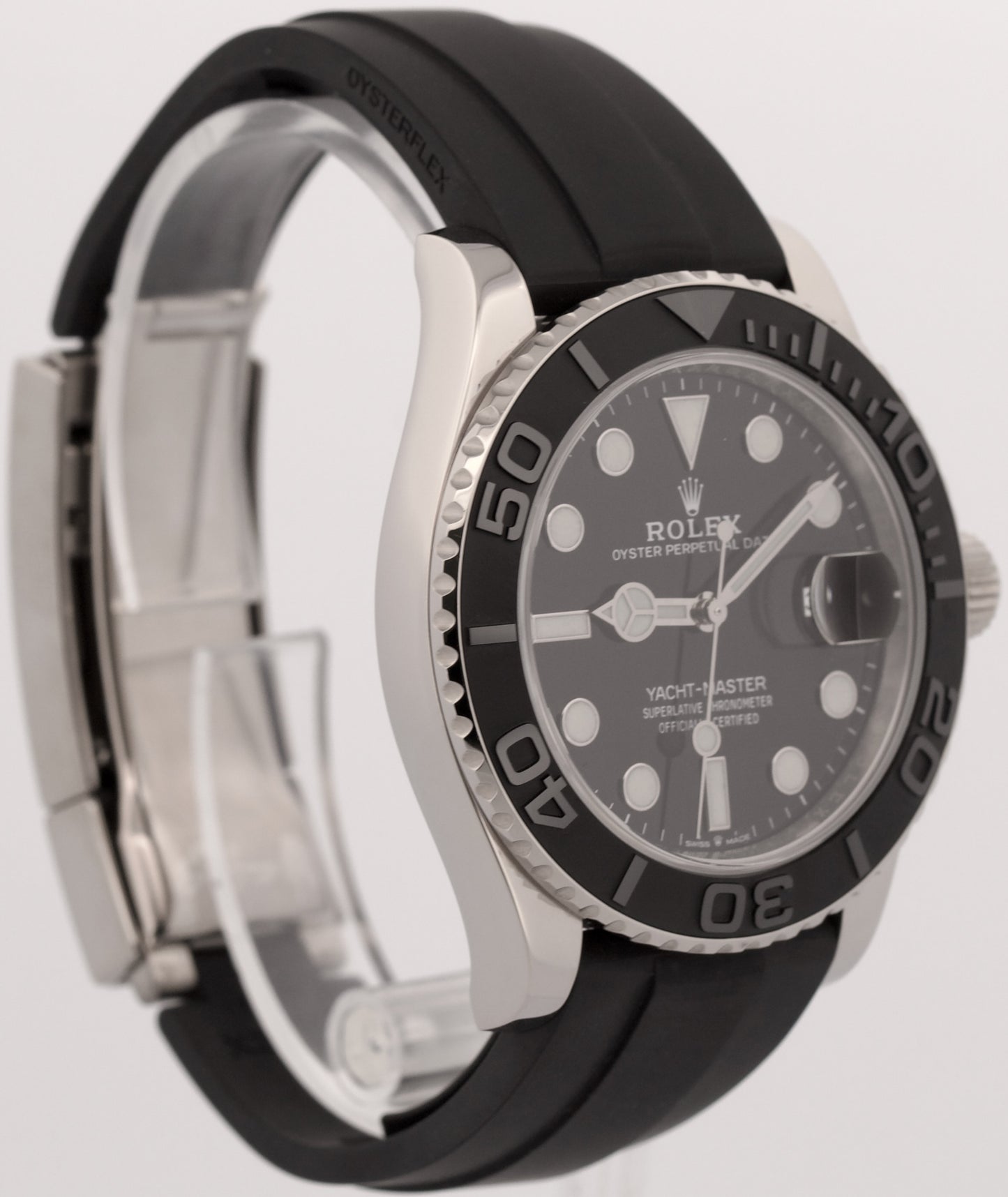 2021 PAPERS Rolex Yacht-Master BLACK 18K White Gold Oysterflex 42mm 226659 BOX