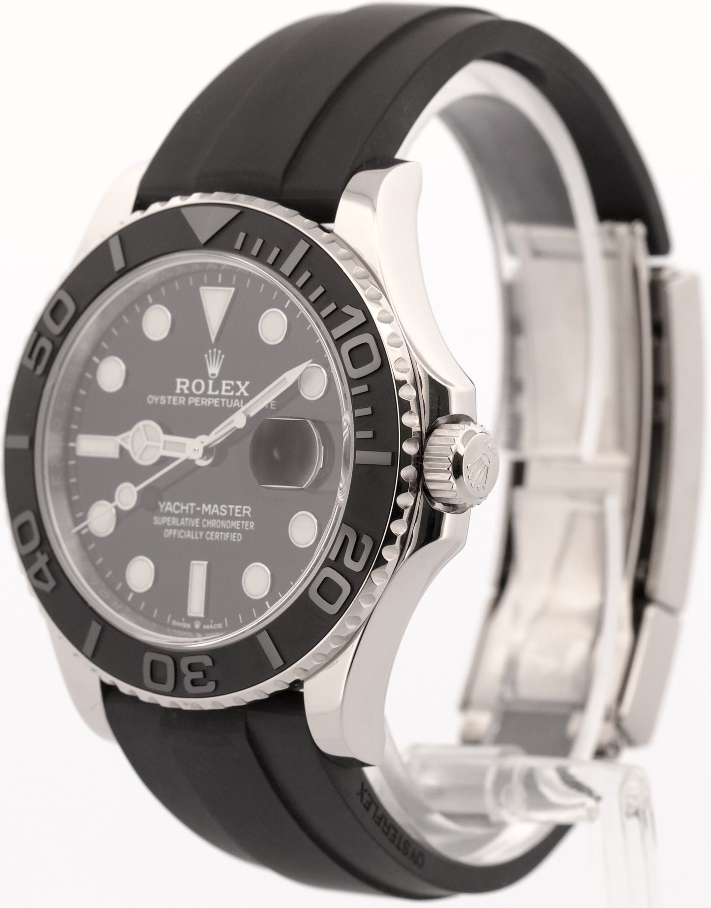 2021 PAPERS Rolex Yacht-Master BLACK 18K White Gold Oysterflex 42mm 226659 BOX