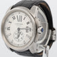 Men's Cartier Calibre SILVER ROMAN 42mm Steel Leather Date Watch 3389 / W7100037